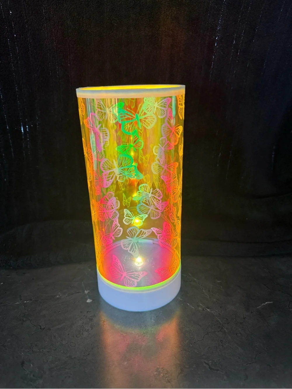 Iridescent Butterfly Print LED Projection Table Light - Multicolor